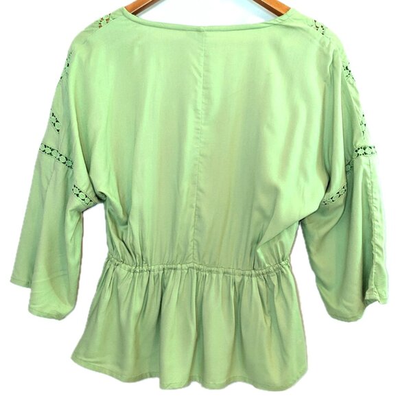 NWT ASOS | Viscose Eyelet Lace Wrap Blouse Top Pastel Green | Size UK 4 (US 0)* - Picture 9 of 14